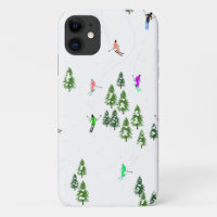 Freeride Alpine Skiers Skiing Illustration Party