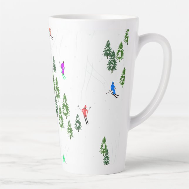 Freeride Alpine Skiers Skiing Illustration Party   Latte Mug (Right)