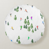 Freeride Alpine Skiers Skiing Illustration Party