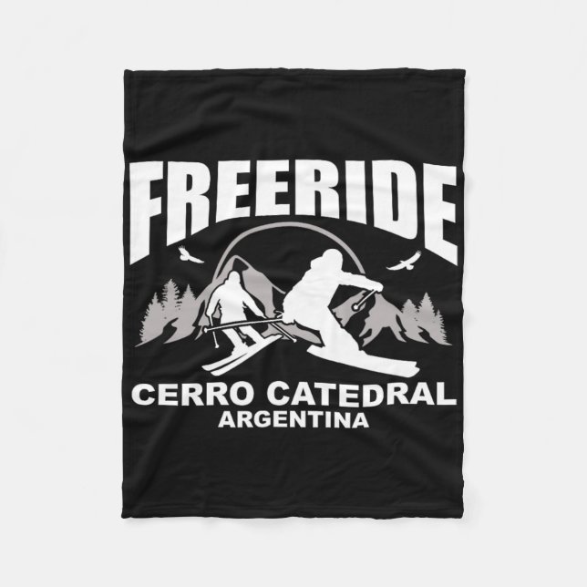 Freeride Skiing Cerro Catedral Argentina  Fleece Blanket (Front)
