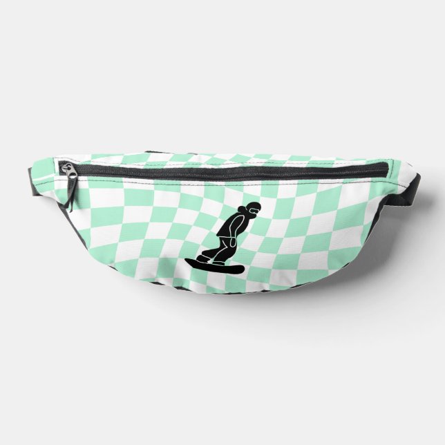Freeride Snowboarder Cartoon Chequered    Bum Bags (Lay Down)