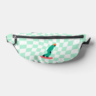 Freeride Snowboarder Cartoon Chequered    Bum Bags