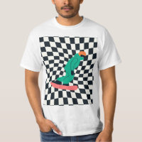 Freeride Snowboarder In Green Suit Chequered