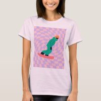 Freeride Snowboarder In Green Suit Chequered     