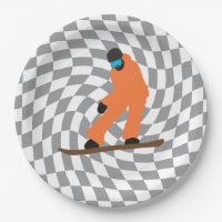 Freeride Snowboarder In Orange Suit Chequered