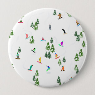 Freeride Snowboarder Snowboarding Illustration 10 Cm Round Badge
