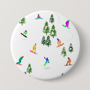 Freeride Snowboarder Snowboarding Illustration 7.5 Cm Round Badge