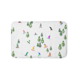 Freeride Snowboarder Snowboarding Illustration Bath Mat