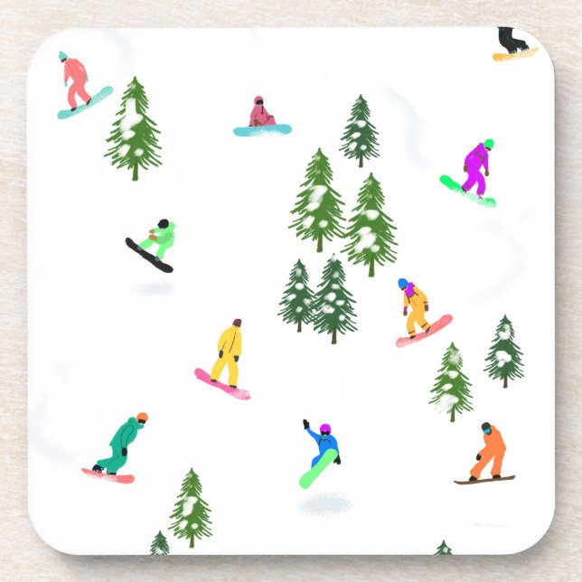Freeride Snowboarder Snowboarding Illustration     Coaster (Front)