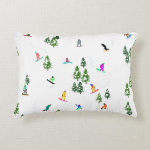 Freeride Snowboarder Snowboarding Illustration   Decorative Cushion