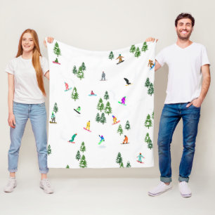 Freeride Snowboarder Snowboarding Illustration  Fleece Blanket