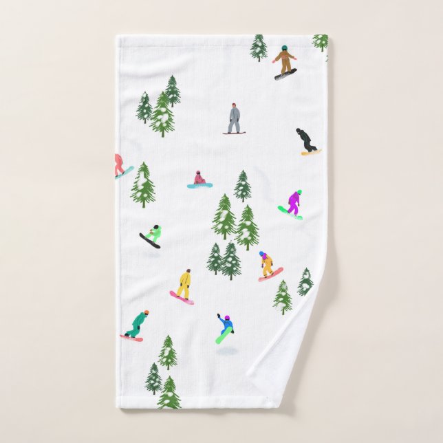 Freeride Snowboarder Snowboarding Illustration  Hand Towel (Hand Towel)