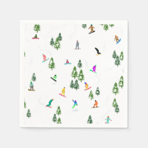Freeride Snowboarder Snowboarding Illustration    Napkin