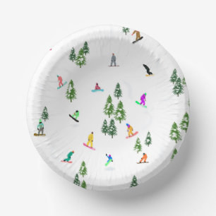 Freeride Snowboarder Snowboarding Illustration   Paper Plate