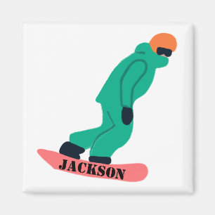 Freeride Snowboarder Snowboarding Stencil Magnet