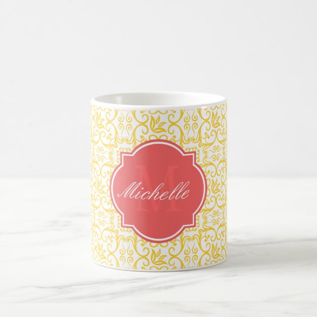 Freesia Damask Monogram Mug (Center)