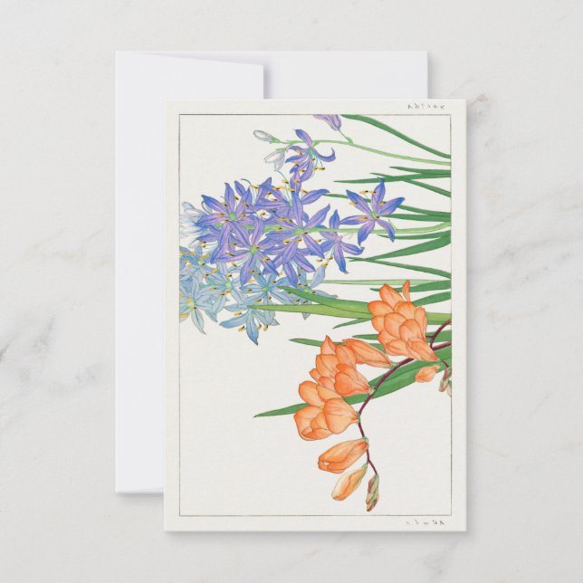 Freesia Flower Japanese Woodblock Art by Tanigami  Invitation (Front)
