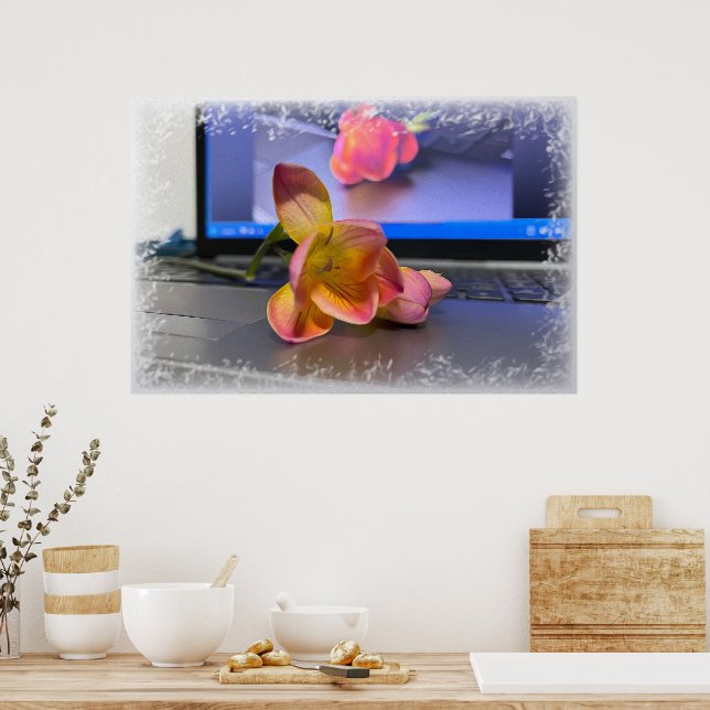 Freesia flower on the keyboard poster (Kitchen)