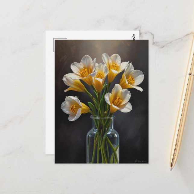 freesia flowers postcard (Front/Back In Situ)