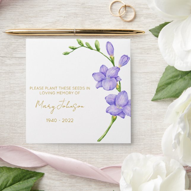 Freesia Memorial Funeral Seed Envelope (Wedding)