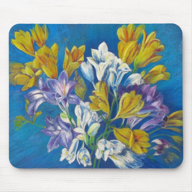 Freesia Posy Painting Mouse Pad (Front)