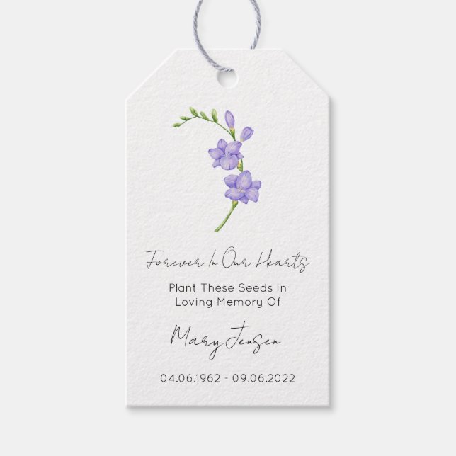 Freesia Seed Packet Funeral Gift Tags (Front)
