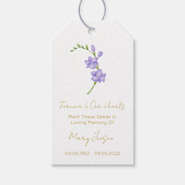 Freesia Seed Packet Funeral Gift Tags (Front)
