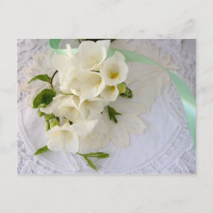 freesias on lace postcard