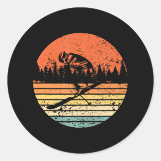 FreeSkiing Skier Skiing Classic Round Sticker