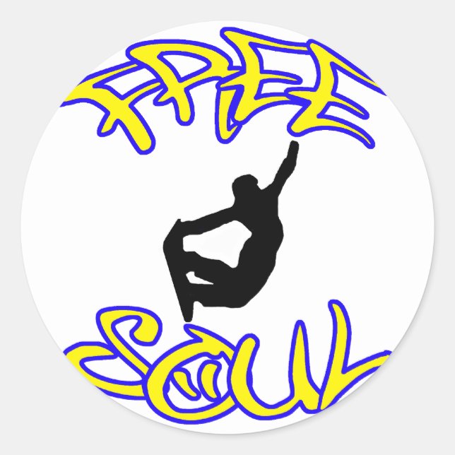 freesoul snowboarder classic round sticker (Front)