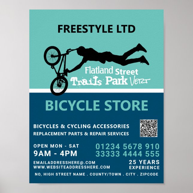 Freestyle Bike Motocross, Cycling Store Advert Poster (Front)