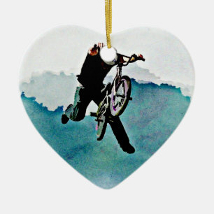 Freestyle BMX Bicycle Stunt Ceramic Tree Decoration