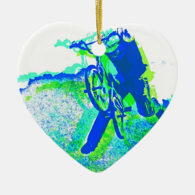Freestyle BMX Rider in Cool Pop Art Style Ceramic Tree Decoration (Front)
