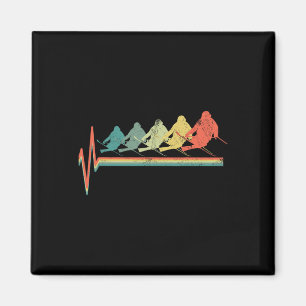 Freestyle Ski Skiing Skier Heartbeat Retro Funny G Magnet