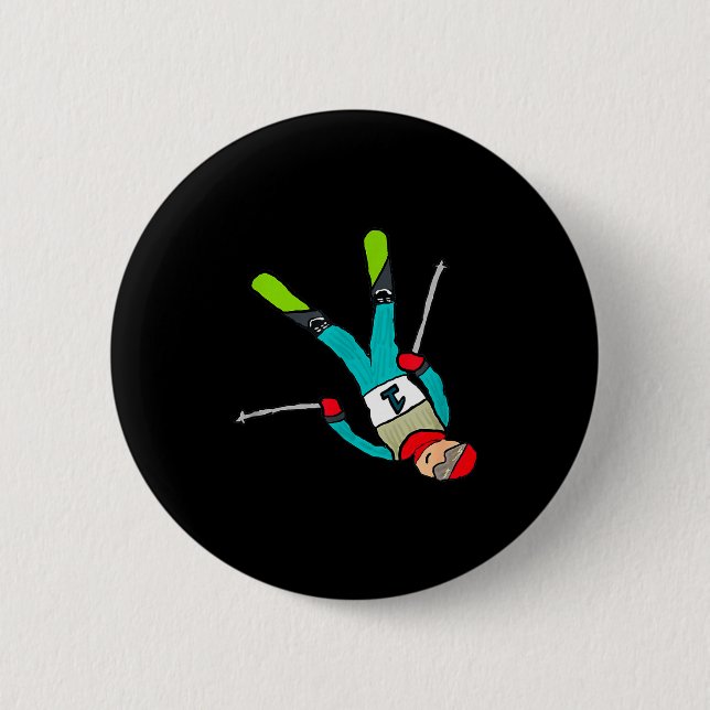 Freestyle skiing  6 cm round badge (Front)