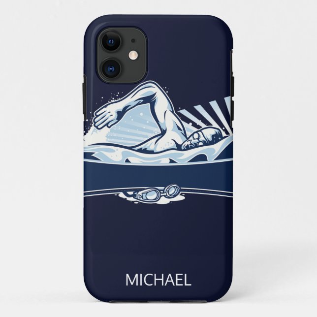 Freestyle Swimmer Personalised Name | Sport Case-Mate iPhone Case (Back)