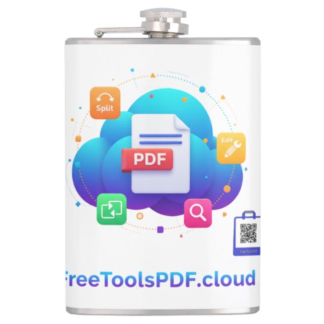 FreeToolsPDF – Fun Digital Power on Your Shirt! Hip Flask (Front)