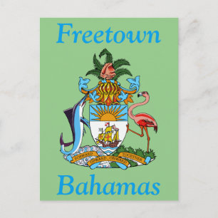 Freetown, Bahamas with Coat of Arms (Eleuthera) Postcard