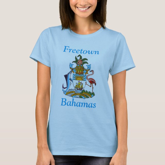 Freetown, Bahamas with Coat of Arms (Eleuthera) T-Shirt (Front)