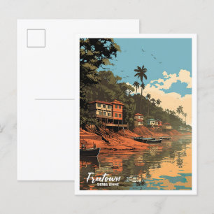 Freetown Sierra Leone Vintage Travel Illustration Postcard