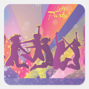 FreeVector-Club-Graphics.ai people dancing jumping Square Sticker
