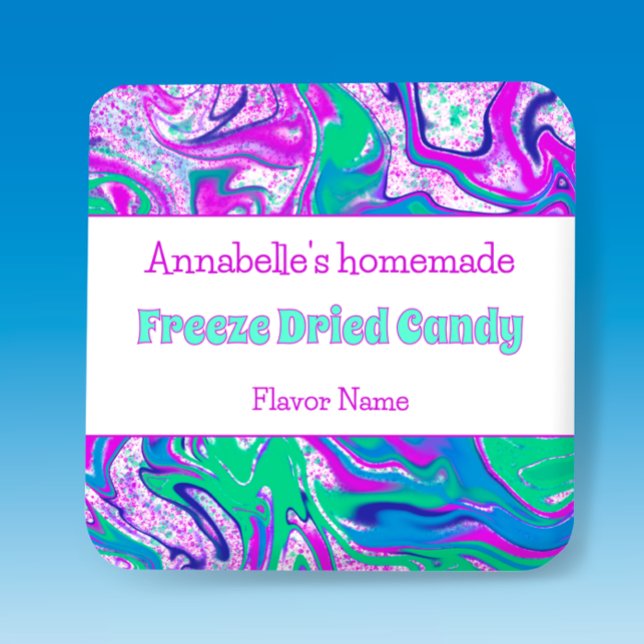 Freeze Dried Candy Bright Custom Product Label (Freeze dried candy product label template to customize. Vibrant colorful unique editable sticker 
)