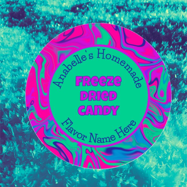Freeze Dried Candy Colourful Cool Custom Label (Create a cool colorful eye-catching product label or sticker for your freeze dried candy business.)