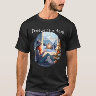 Freeze the funny days at home with Cat in cosy Win T-Shirt