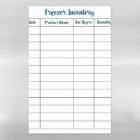 Freezer Inventory Dry Erase Magnetic Sheet