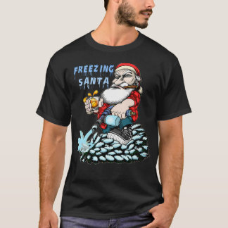 Freezing Santa Claus Christmas With Funny Freezing T-Shirt