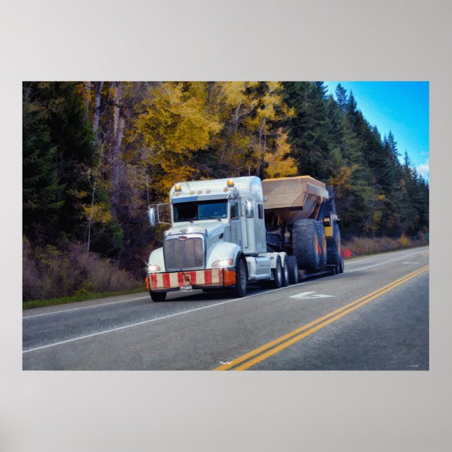 Freight Lorry Cargo Truck Highway Driving Art Poster (Front)