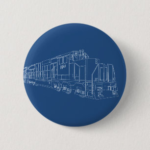 Freight Train Blueprint: Railroad: 6 Cm Round Badge