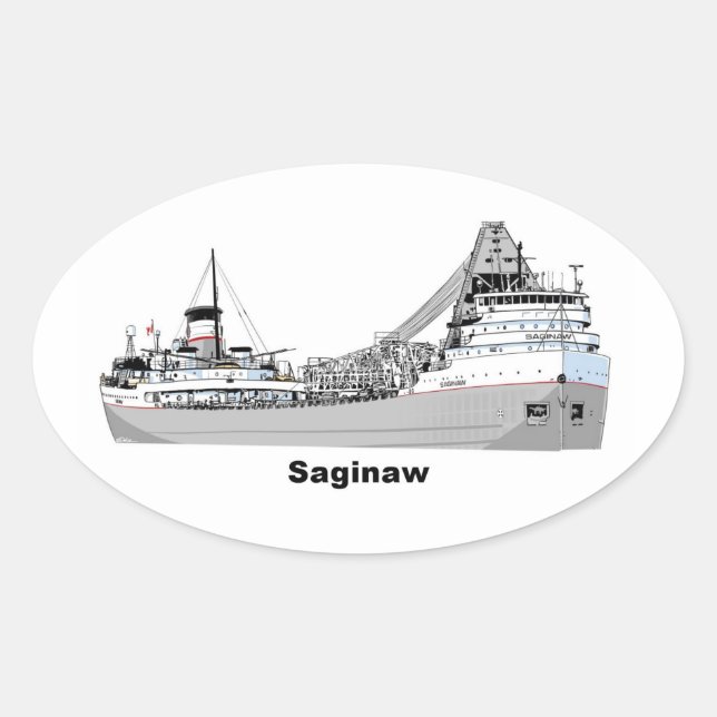 Freighter Saginaw Oval Sticker (Front)