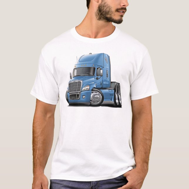 Freightliner Cascadia Lt Blue Truck T-Shirt (Front)
